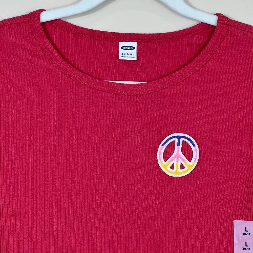 Old Navy‎ Peace Graphic Ribbed Top Love Song Girl’s Large/10-12